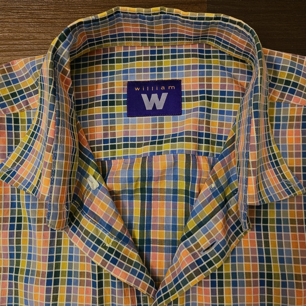 William W Multicolor Checked Button Down Shirt Men's Size XL